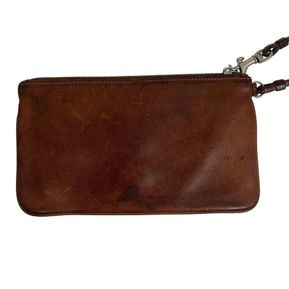 VTG COACH Soho British Tan Leather Wristlet Clutch Snap Front Flap Pocket Buckle - Picture 6 of 7